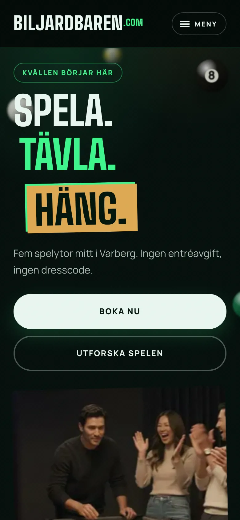Skärmbild av Biljardbaren på mobil