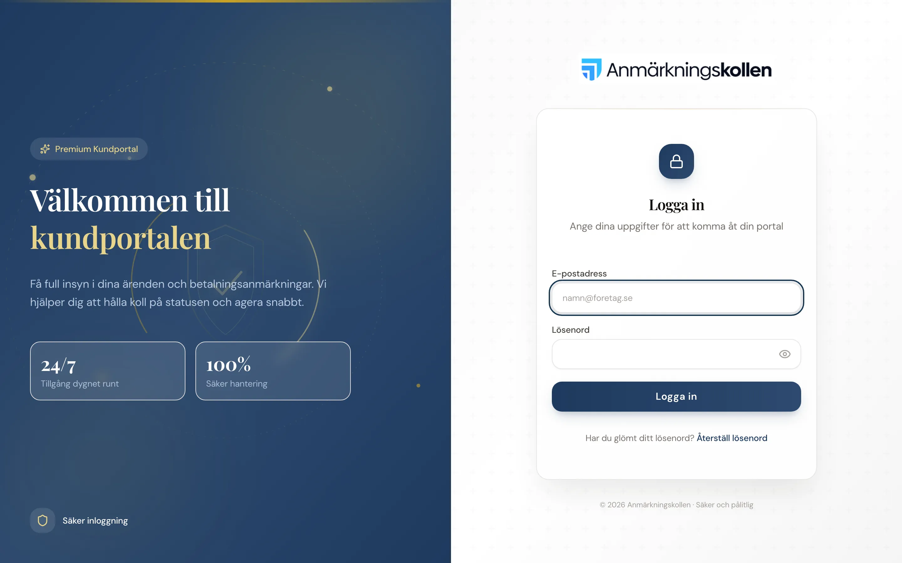 Skärmbild av Mina sidor